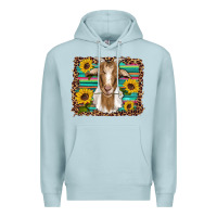 Blue Mist goat daisy sunflowers leopard serape glitter Premium Hoodie - Artiststas