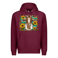 Burgundy goat daisy sunflowers leopard serape glitter Premium Hoodie - Artiststas