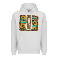 Dove Grey goat daisy sunflowers leopard serape glitter Premium Hoodie - Artiststas