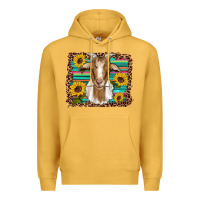 Mustard goat daisy sunflowers leopard serape glitter Premium Hoodie - Artiststas