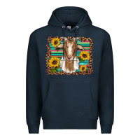 Navy goat daisy sunflowers leopard serape glitter Premium Hoodie - Artiststas