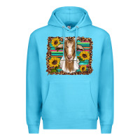 Ocean Blue goat daisy sunflowers leopard serape glitter Premium Hoodie - Artiststas
