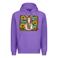 Purple goat daisy sunflowers leopard serape glitter Premium Hoodie - Artiststas