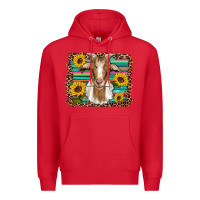 Red goat daisy sunflowers leopard serape glitter Premium Hoodie - Artiststas