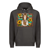 Smoke goat daisy sunflowers leopard serape glitter Premium Hoodie - Artiststas