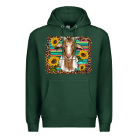 Sports Green goat daisy sunflowers leopard serape glitter Premium Hoodie - Artiststas