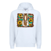 White goat daisy sunflowers leopard serape glitter Premium Hoodie - Artiststas