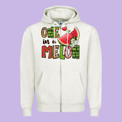 One In A Melon Watermelon Zipper Hoodie Designed By Jasminsmagicworld