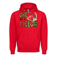 Red one in a melon watermelon Zipper Hoodie - Jasminsmagicworld