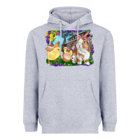 Heather Grey easter farm chicks and bunny Heavyweight Hoodie - RanaPortraitStore