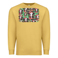 Antique Gold baby cow floral aztec background Premium Sweatshirt - Jasminsmagicworld