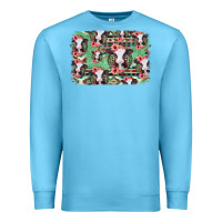 Ocean Blue baby cow floral aztec background Premium Sweatshirt - Jasminsmagicworld