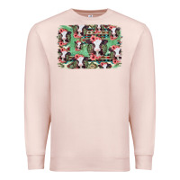 Pale Pink baby cow floral aztec background Premium Sweatshirt - Jasminsmagicworld