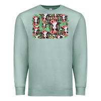Seafoam baby cow floral aztec background Premium Sweatshirt - Jasminsmagicworld
