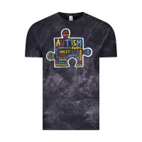 Cloud Black Autism Puzzle Piece Words Autistic Vintage Tee - CowhideDigitalArt