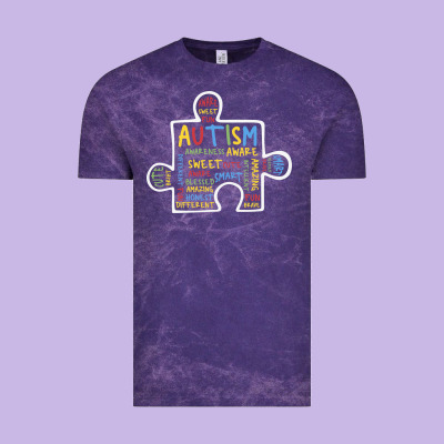 Autism Puzzle Piece Words Autistic Vintage Tee Designed By Cowhidedigitalart