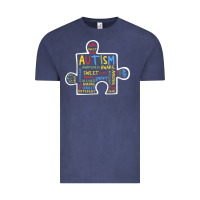 Vintage Denim Autism Puzzle Piece Words Autistic Vintage Tee - CowhideDigitalArt