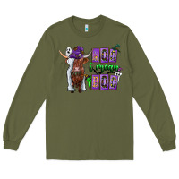 Army Green Moo I Mean Boo Long Sleeve Tee - CowhideDigitalArt