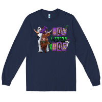 Navy Moo I Mean Boo Long Sleeve Tee - CowhideDigitalArt