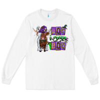 White Moo I Mean Boo Long Sleeve Tee - CowhideDigitalArt