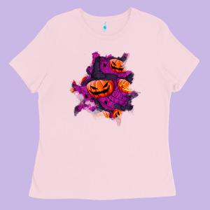 Halloween Pumpkin Patch  3 Ladies Tee Designed By Bundleandbundleshop