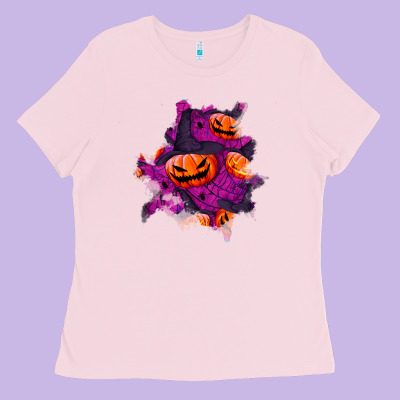 Halloween Pumpkin Patch  3 Ladies Tee Designed By Bundleandbundleshop