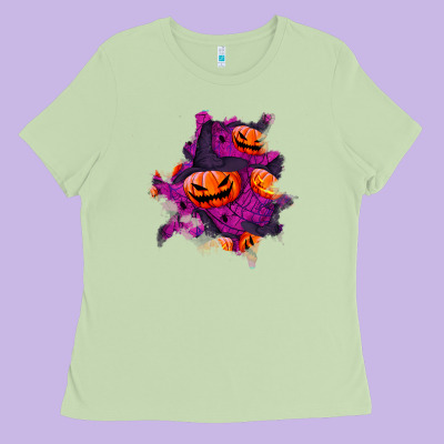 Halloween Pumpkin Patch  3 Ladies Tee Designed By Bundleandbundleshop