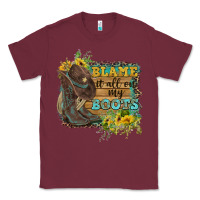 Burgundy Blame It All On My Boots Classic Tee - FaDigitalArtStudio