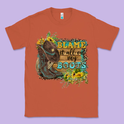 Blame It All On My Boots Classic Tee Designed By Fadigitalartstudio
