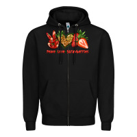 Black peace love strawberries Zipper Hoodie - Jasminsmagicworld