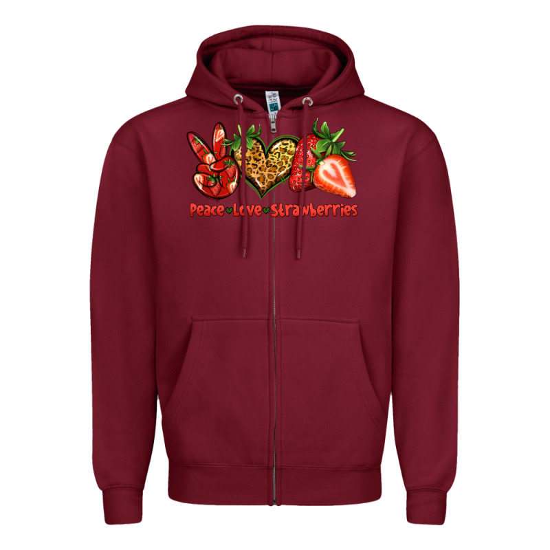 Peace Love Strawberries Zipper Hoodie by Jasminsmagicworld | Teevron