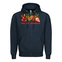 Navy peace love strawberries Zipper Hoodie - Jasminsmagicworld