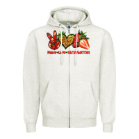 Oatmeal Heather peace love strawberries Zipper Hoodie - Jasminsmagicworld