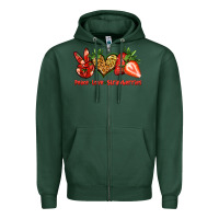 Sports Green peace love strawberries Zipper Hoodie - Jasminsmagicworld