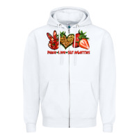 White peace love strawberries Zipper Hoodie - Jasminsmagicworld