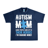Navy lil autism mom Urban Heavy Tee - CowhideDigitalArt