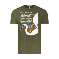 Vintage Olive Autism Different Makes You Beautiful Vintage Tee - CowhideDigitalArt