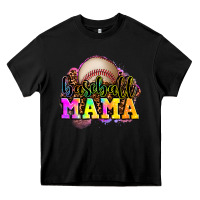 Black baseball mama Heavy Core Tee - OliviaCreatesArt