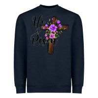 Navy he is risen matthew 28 6 Heavyweight Sweatshirt - Jasminsmagicworld