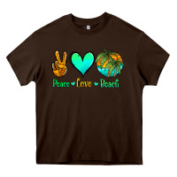 Chocolate Brown peace love beach Heavy Core Tee - Jasminsmagicworld