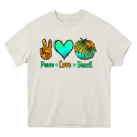 Cream peace love beach Heavy Core Tee - Jasminsmagicworld