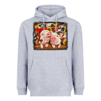 Heather Grey christmas pigs Heavyweight Hoodie - Jasminsmagicworld