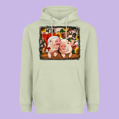Christmas Pigs Heavyweight Hoodie Designed By Jasminsmagicworld