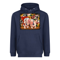 Navy christmas pigs Heavyweight Hoodie - Jasminsmagicworld