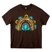 Chocolate Brown western gemstones sunflowers rainbow Heavy Core Tee - OliviaCreatesArt