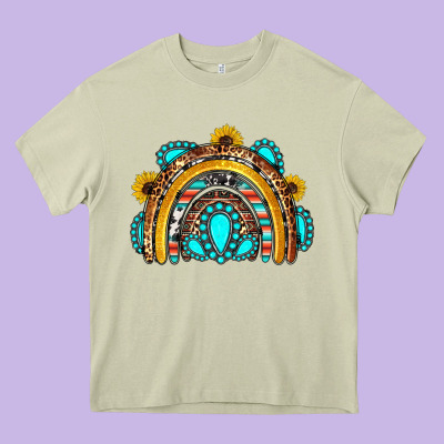 Western Gemstones Sunflowers Rainbow Heavy Core Tee Designed By Oliviacreatesart
