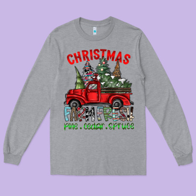 Christmas Farm Fresh Long Sleeve Tee Designed By Cowhidedigitalart