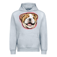 Heather Grey bulldog pink glitter Urban Hoodie - Jasminsmagicworld