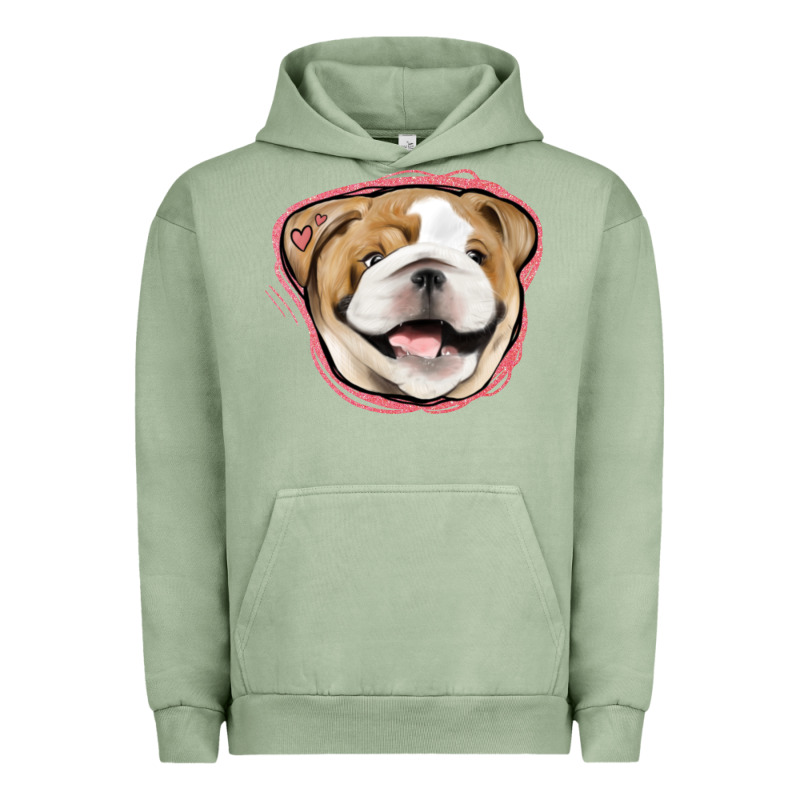 Bulldog Pink Glitter Urban Hoodie by Jasminsmagicworld | Teevron
