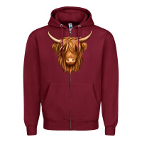 Burgundy long haired cow Zipper Hoodie - Jasminsmagicworld